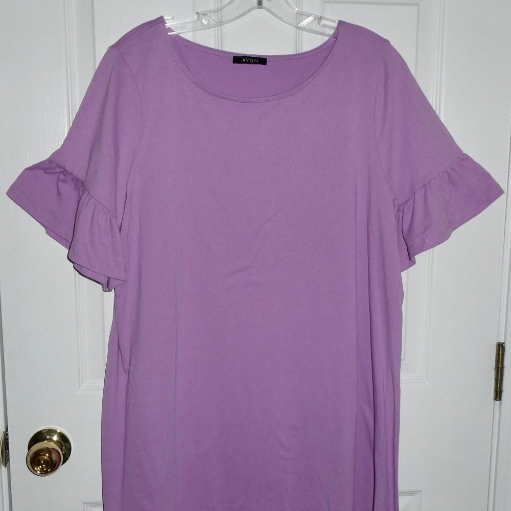 VERY CUTE AVON PURPLE LAVENDER CAP SLEEVE DRESS - SIZE L 12-14